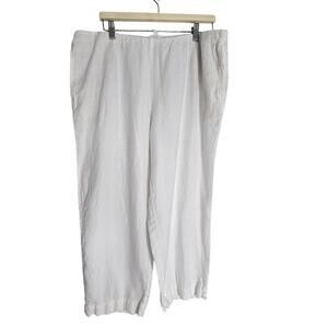 J Jill Pure Linen Crop Pants Womens Large White Coastal Lagenlook Minimalist